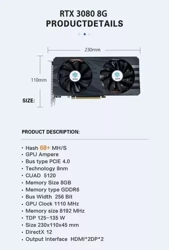 Placa de vídeo série RTX 3080m 8GB GDDR6 Graphics