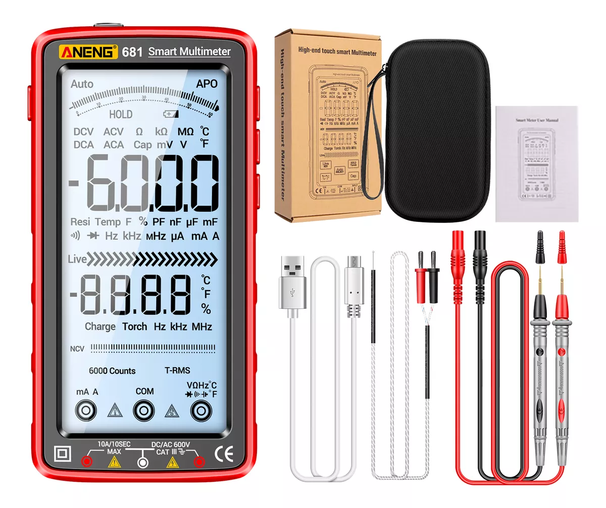 Multímetro Digital Profissional ANENG 681 - Recarregável