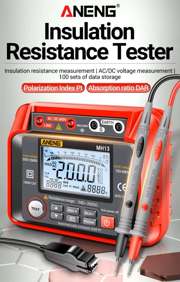 ANENG MH13 Megohmmetro Medidor Isolamento Resistência-Terra - Image 12